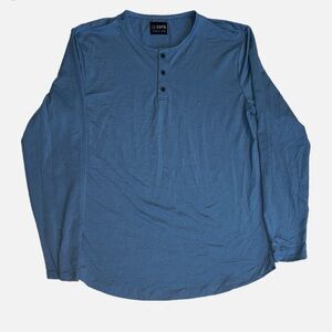 Cuts Clothing Men's Size L Pacific Blue Long Sleeve Henley Curve Hem